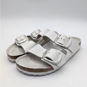Birkenstock Arizona Big Buckle Sandals Unisex Leather White Size US W7/M5 EU38